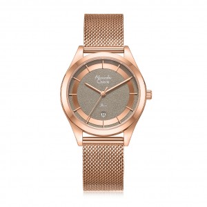 Alexandre Christie AC 2B43 Rosegold Brown Mesh Strap Passion LDBRGBO